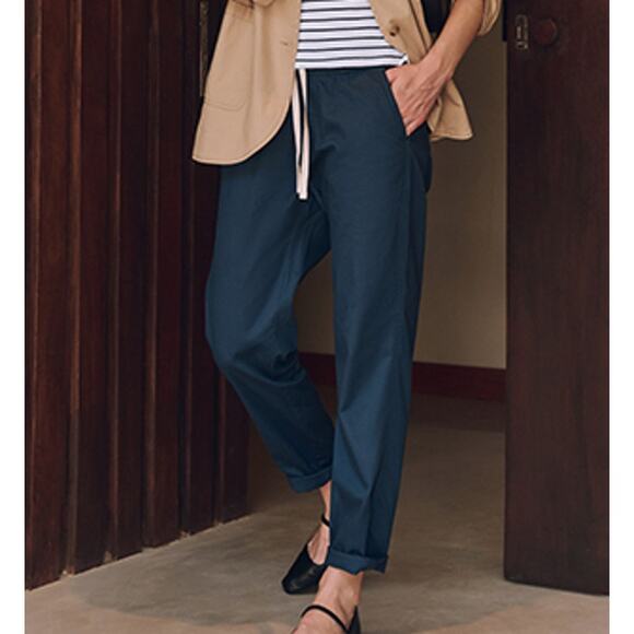 Pact Daily Twill Pant Medium French Navy Blue Cotton Elastic Waist Casual Pants - Picture 1 of 11